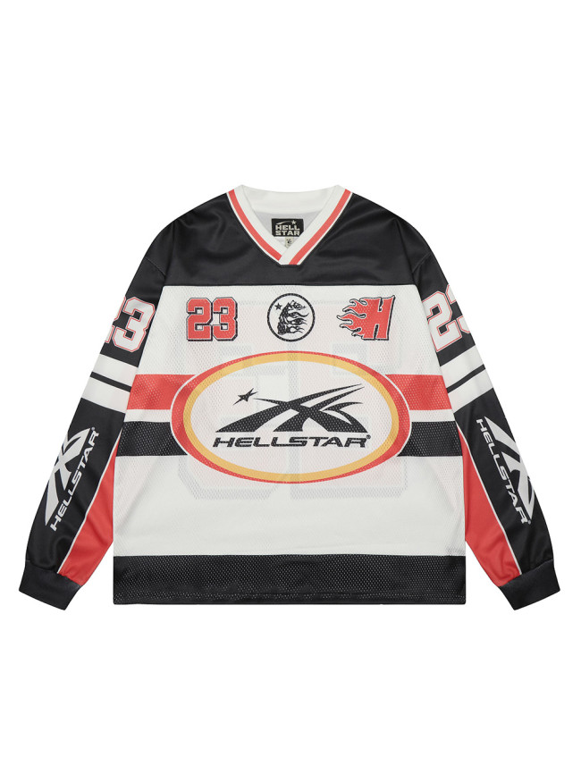 Color-blocking logo printed mesh Long Sleeve T-Shirt 28474851