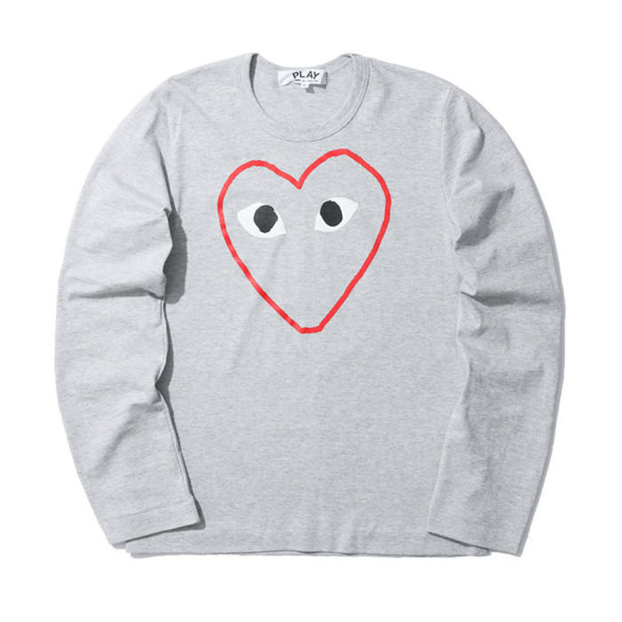 Big Red Heart Letter Logo Print Long Sleeve T-Shirt 17 colors 28712090