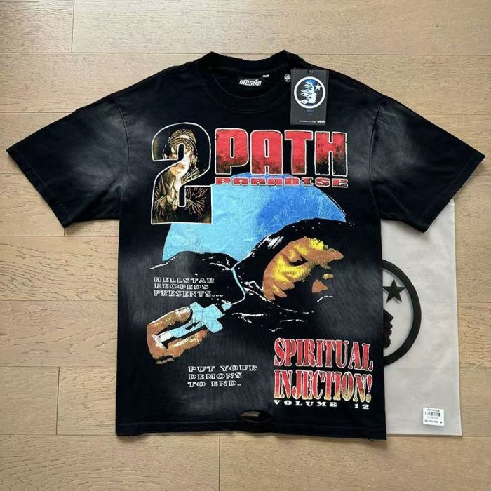 Letter Print Double-Sided Retro High Street T-shirt 2 colors 29033337