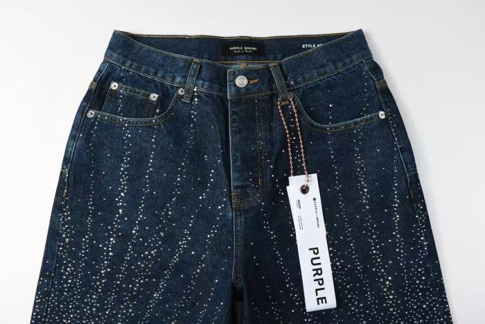 1:1 quality version Starry Sky Rhinestone Deep Blue Denim Five-Inch Pants 29032782