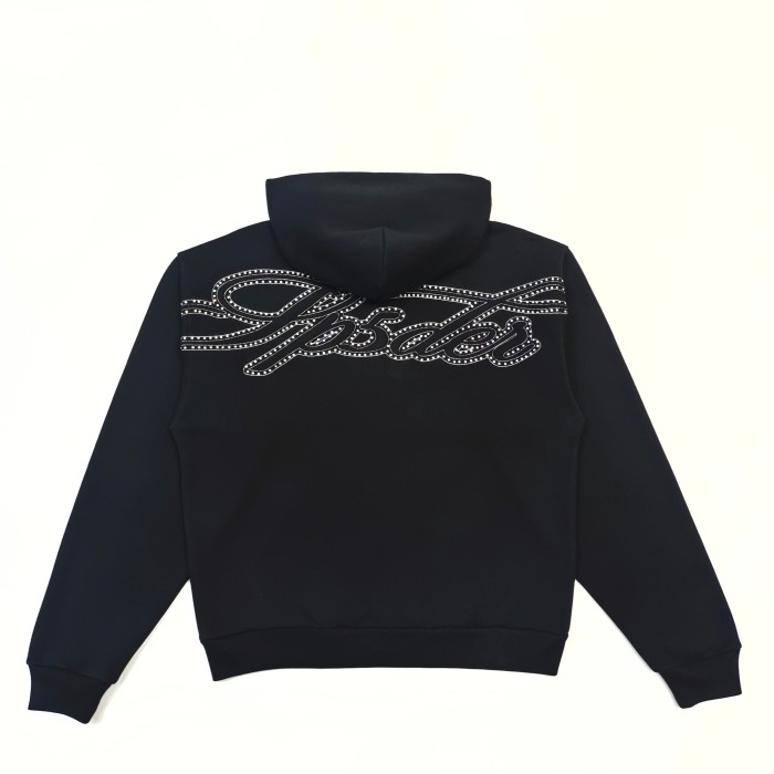 [Big & Tall for weights up to 220 lbs]1:1 quality version 3D Letter Rhinestone Zipper Hoodie & Pants Set 29033219