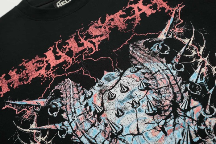 Spiked Demon Skull Print Washed Tee 29090179