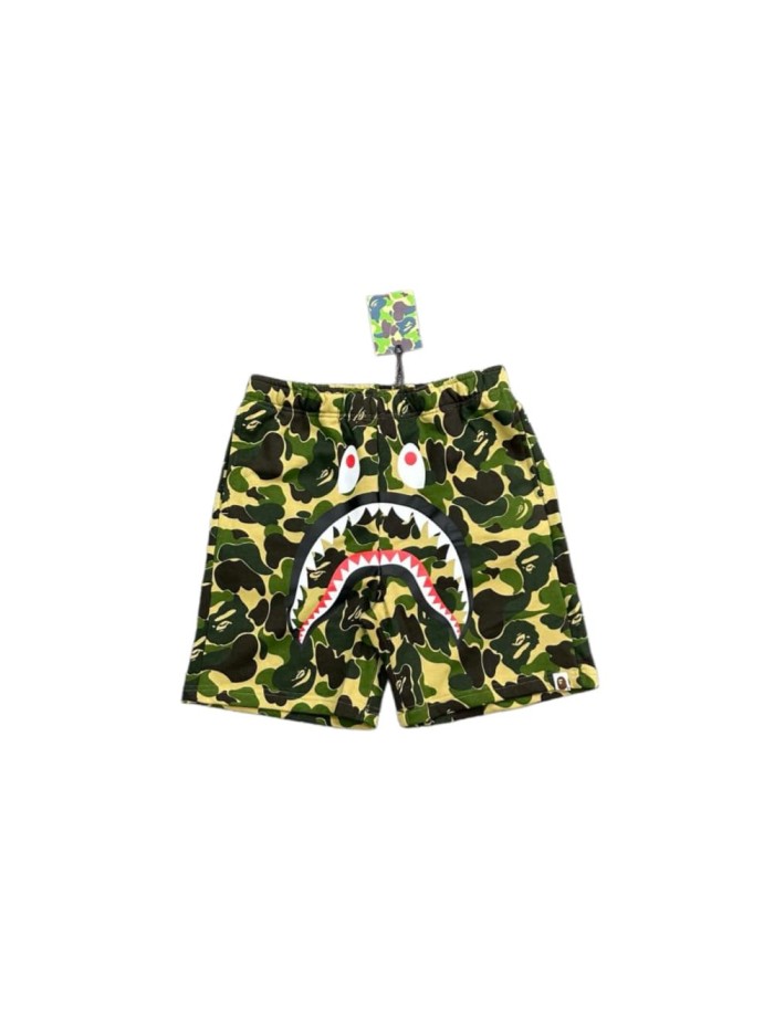 Green Camouflage Shark Print Heavyweight Cotton Casual Shorts 29062620