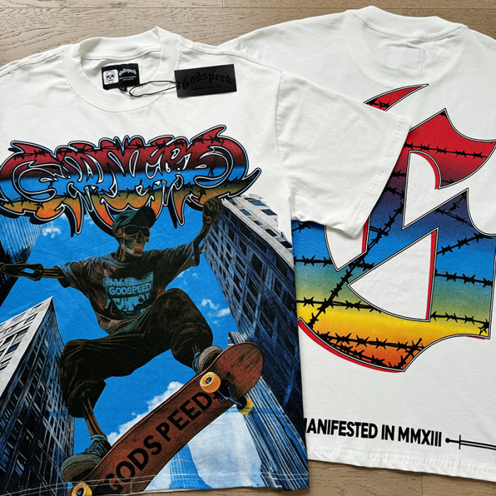 Urban skateboard skull G-shaped logo white short-sleeved T-shirt 29046132
