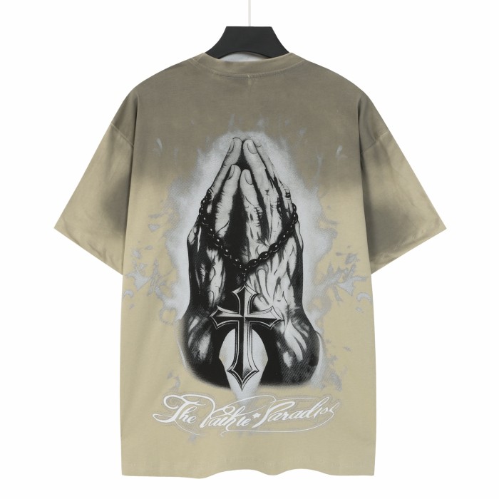 Laugh And Cry Double Face Prayer Print Washed Tee 2 colors 29043140