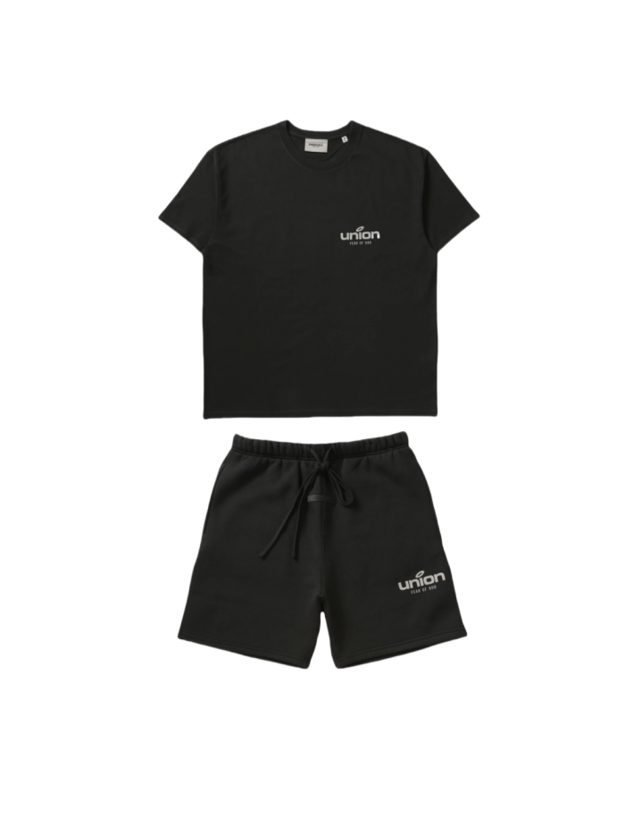 [Big & Tall for weights up to 220 lbs]1:1 quality version 27983630 Co-branded Silicone Letter Tee & Shorts Set 3 colors