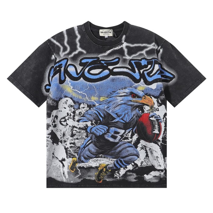 Thunder Eagle Rugby Player Print Washed Tee 28874484
