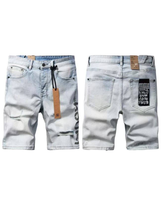 1:1 quality version One-sided Logo Print Tight Stitching Denim Shorts 29080453