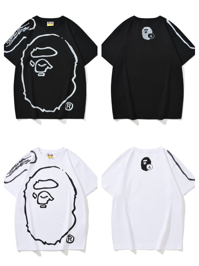 Co-branded Hand Painted Great Ape Head Graffiti tee 2 colors