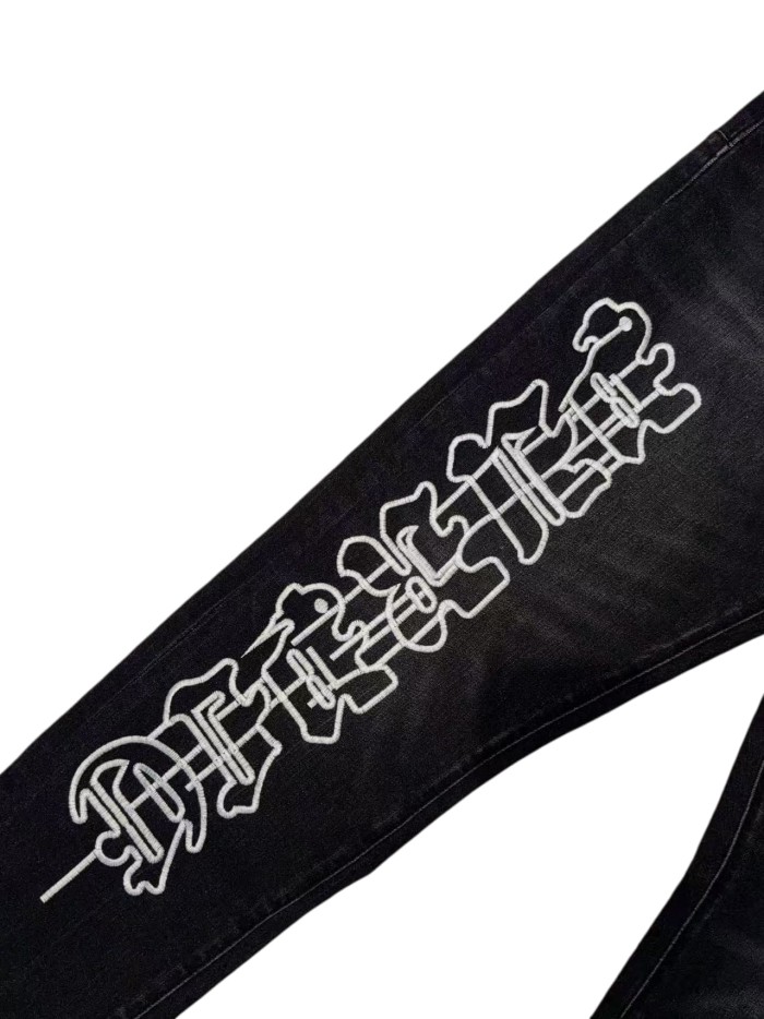 1:1 quality version One-Sided Gothic Letter Embroidered Jeans 28963940