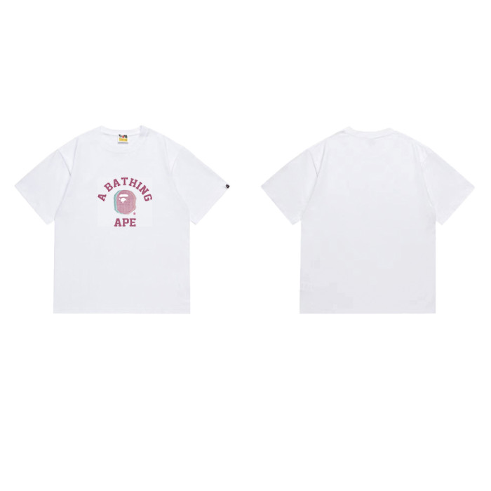 Ape Head Pink Blue Texture Print  A BATHING APE  College Logo T-Shirt 2 colors 29053964