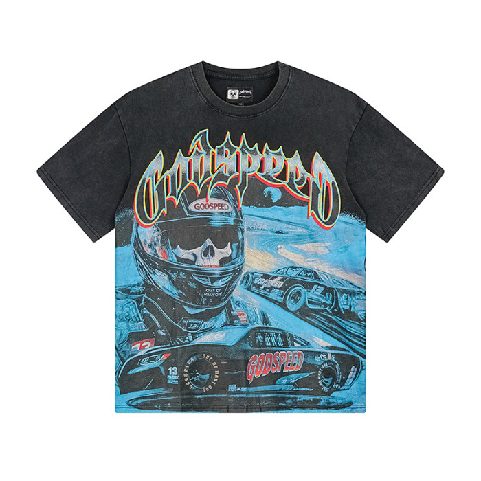 Vintage racing car skeleton vintage print T-shirt 29046926