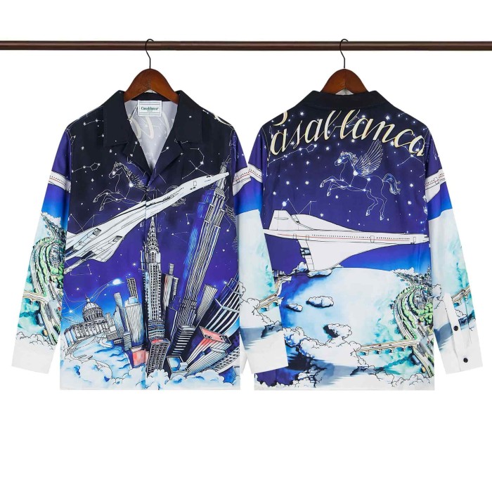 Oil Painting Texture Resort Style Printed Long Sleeve Shirt 41 colors 29105584