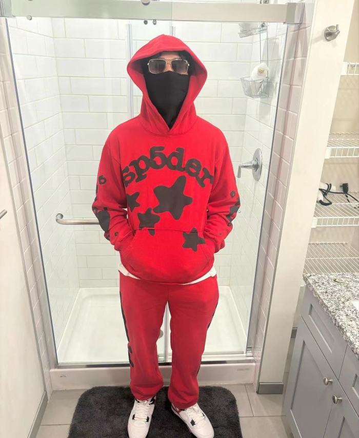 1:1 quality version Black Stars Foam Big Red Hoodie & Pants Set