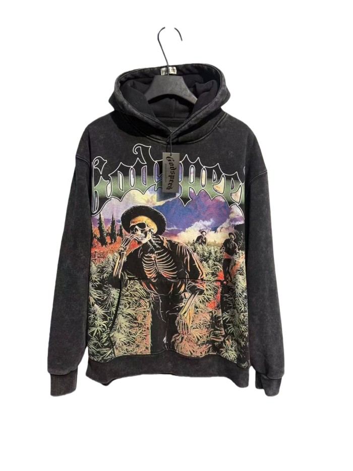 Field Farmer Skull Print Washed Hoodie 2 colors 28696538