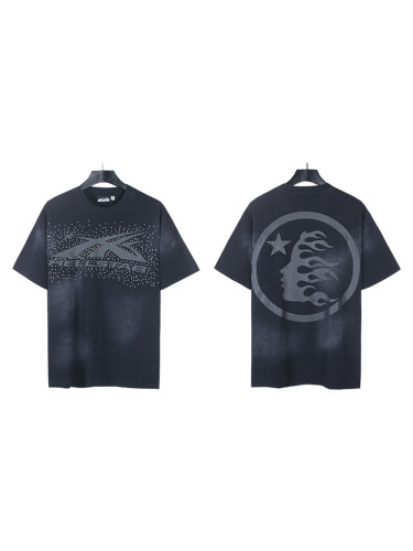 28313119 Rhinestone Black Logo Print Washed Version Tee