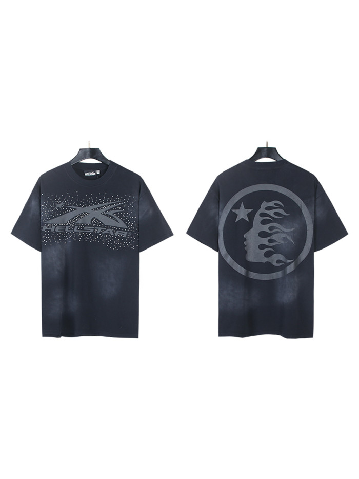 28313119 Rhinestone Black Logo Print Washed Version Tee