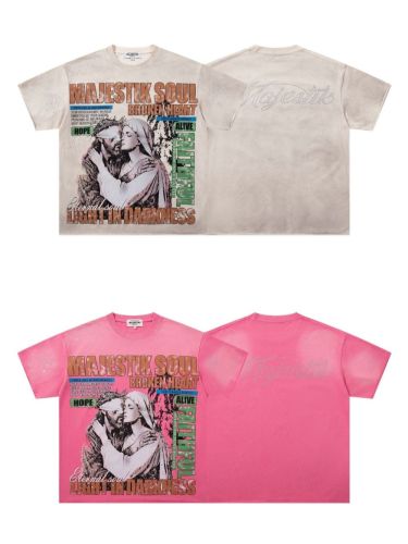 Jesus And Virgin Mary Religious Rhinestone Print Washed Tee 2 colors 29060788