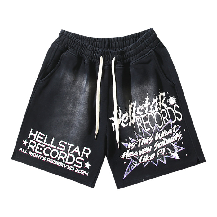 Spray Dye Gradient Slogan Print Washed Shorts 29043462