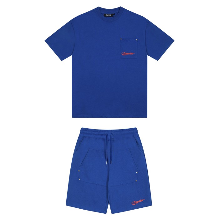 American Trendy Brand Letter Pocket Embroidery Tee & Shorts Set 3 colors 29080429