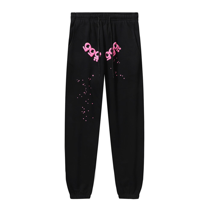 555 pink Spider Web Hoodie & Pants Set