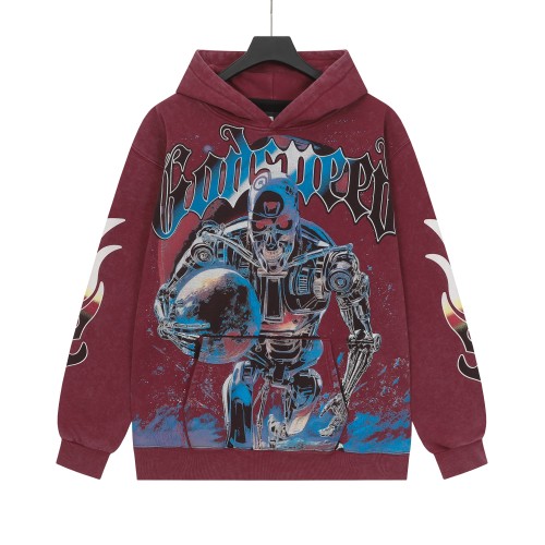 Skeleton Robot Print Washed Hoodie 2 colors 28696536