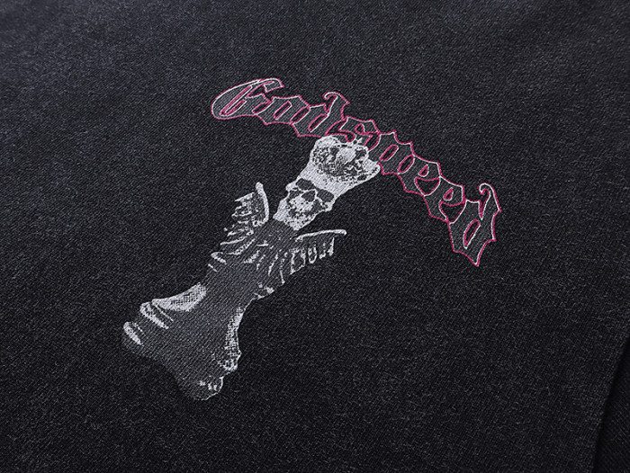 Crown Skull Chess Piece Distressed Washed Double-Sided Printed Short-Sleeve T-Shirt 29044590