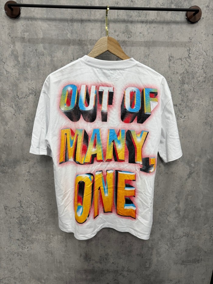 Vintage military style steel helmet skull 3D gradient slogan distressed T-shirt 29053409