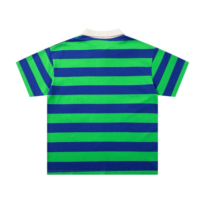 Neon Sugar Skull Striped Rhinestone Print Washed Polo Tee 29065107