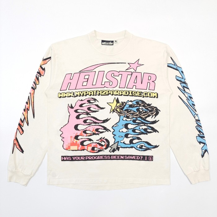 [Big & Tall for weights up to 260 lbs]1:1 quality version 1996 Pixel Letter Logo Long Sleeve T-Shirt with NFC tag