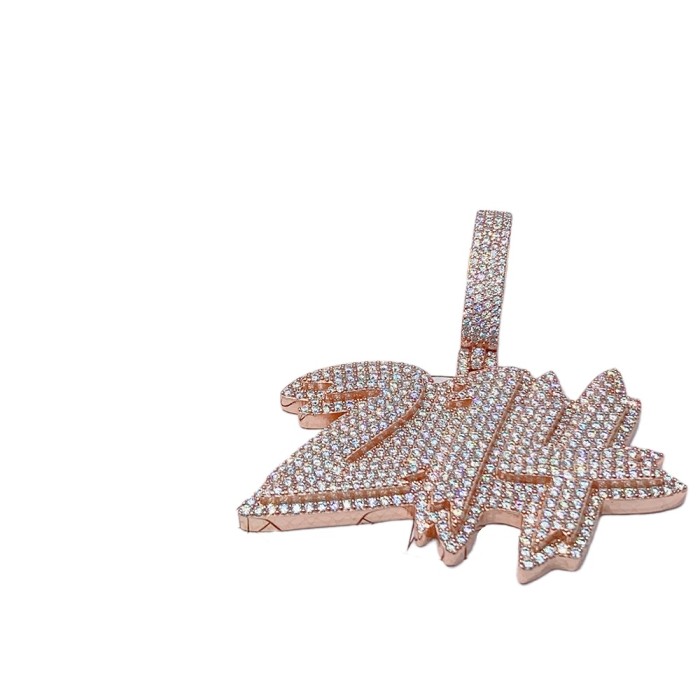 Silver-Set Moissanite Burr Letter Patchwork Pendant 3 colors 28782848