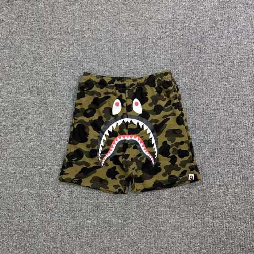 Olive Camouflage All-over Shark Print Casual Cotton Shorts 29062657