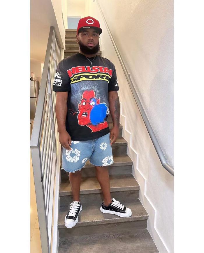 [Big & Tall for weights up to 260 lbs]1:1 quality version Boxing KO Pattern Print Tee with NFC tag