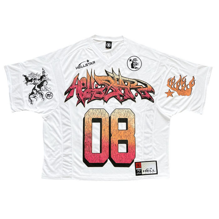 1:1 quality version Mesh Patchwork Short Sleeve Jersey T-Shirt