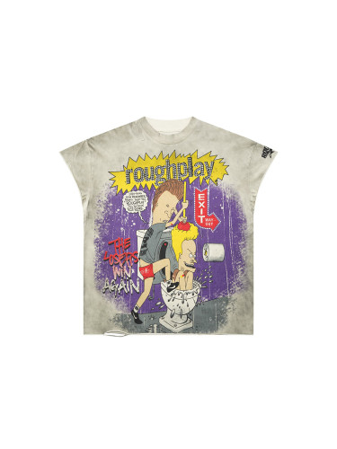 Rhinestone Letter Playful Cartoon Print Distressed Vest 28529872