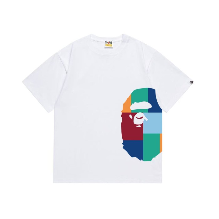 Colorful square checkered ape head short sleeves  print T-shirt 2 colors 29053571