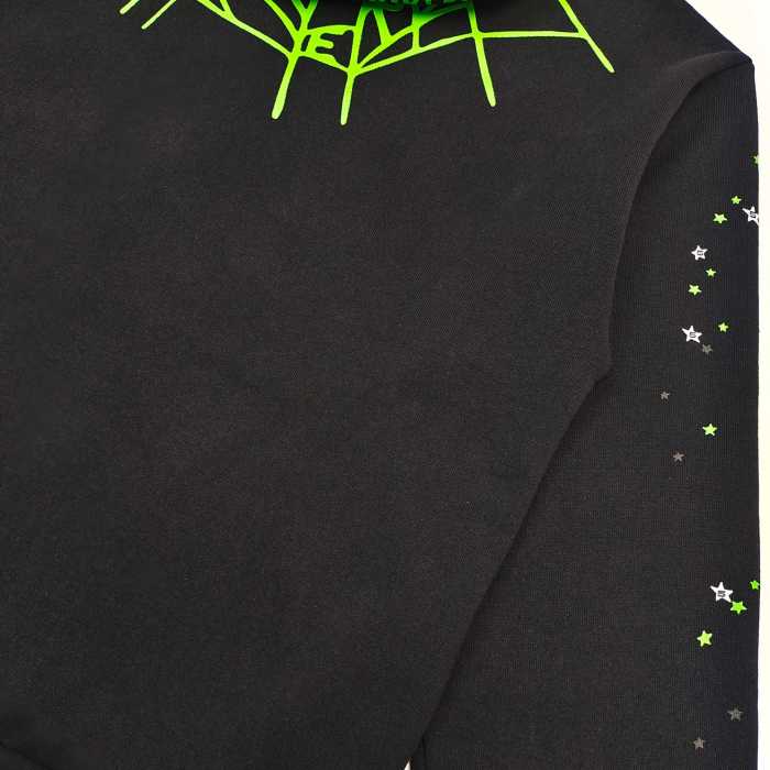 1:1 quality version Green Spider Web Printed Hoodie & Pants Set 28692914