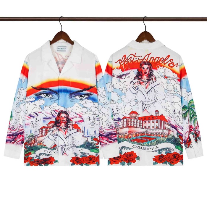 Oil Painting Texture Resort Style Printed Long Sleeve Shirt 41 colors 29105584