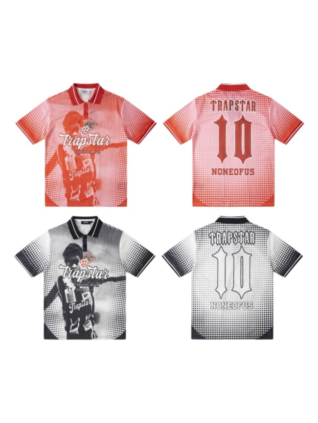 Oversized American Street Style Halftone Portrait Printed Polo Jersey T-Shirt 2 colors 29080780