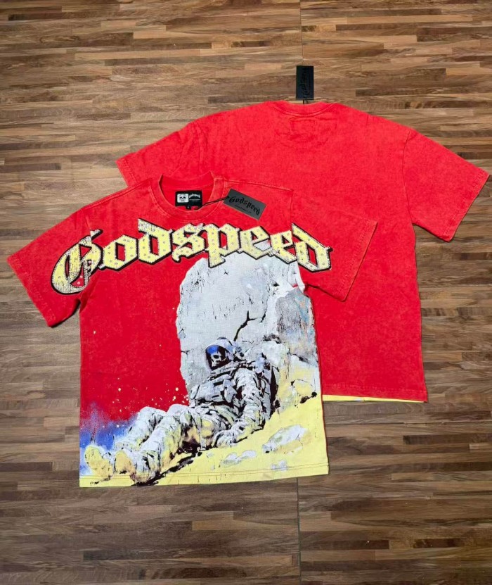Fallen Skull Astronaut Rhinestone Print Washed Tee 2 colors 29106666