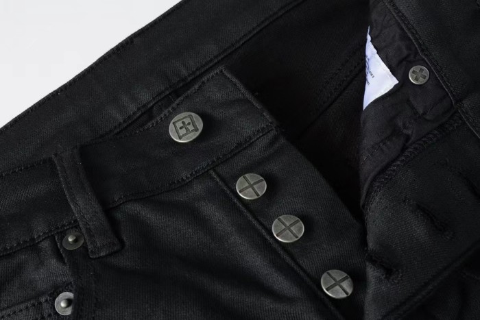 1:1 quality version Logo embroidered small ripped jeans