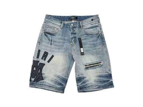 1:1 quality version Letter Pattern Embroidered Line Denim Shorts 28972420