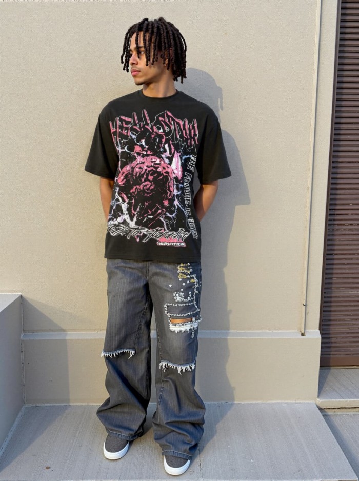 Pink Cyber Core Print Washed Tee 29090171
