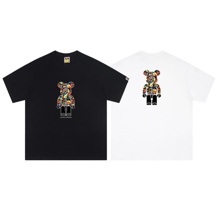 Colorful zipper bear print short-sleeve T-shirt 2 colors 29052714