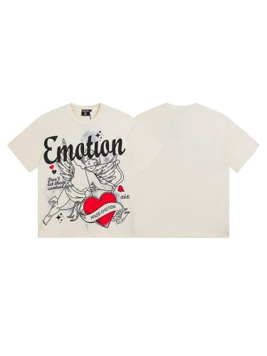 Stick Figure Red Heart Cupid Rhinestone Print Tee 29105632
