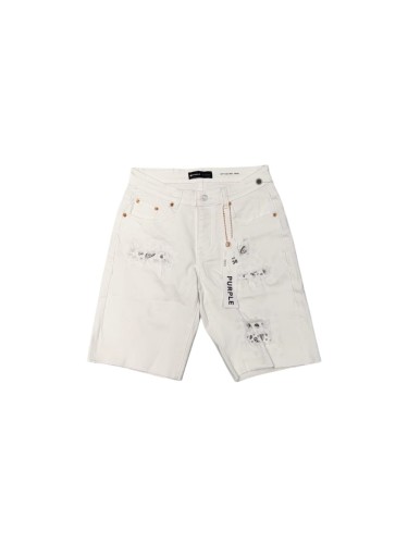 1:1 quality version Ripped Paisley White Denim Shorts 28972580