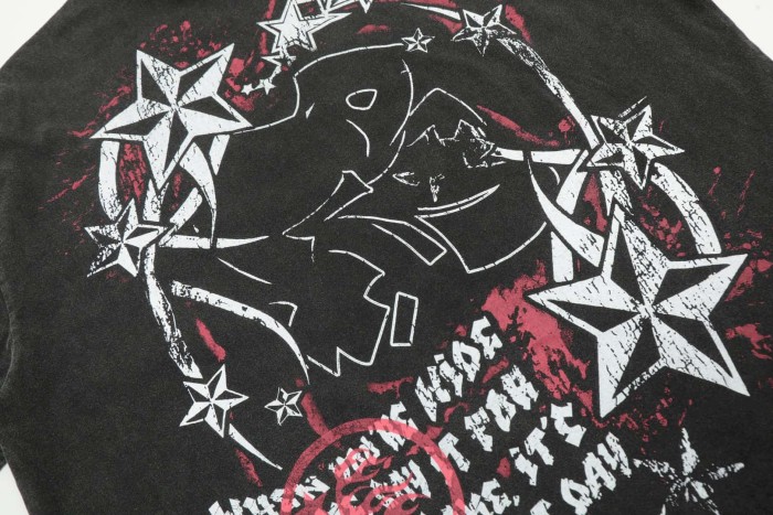 Starburst Masked Figure Print Washed Tee 29092393