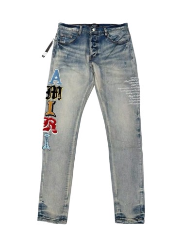1:1 quality version Colorful Preppy Letter Slogan Embroidery Jeans 29080650