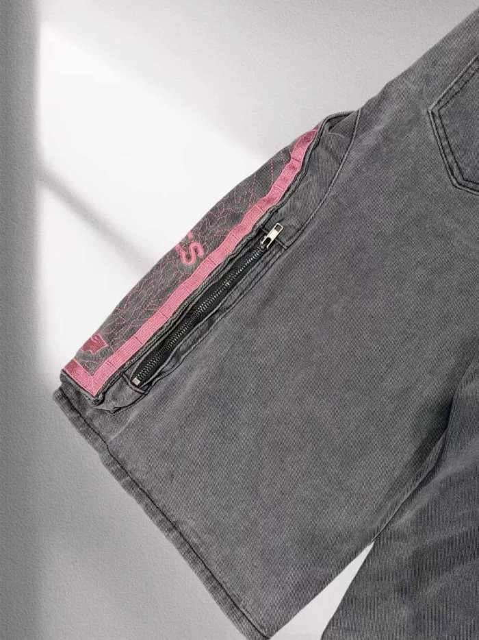 1:1 quality version Spliced Letter Embroidered Denim Shorts 3 colors 29045802