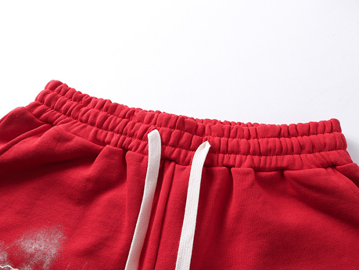 Printed drawstring loose red five-inch waist pants casual shorts 29069025